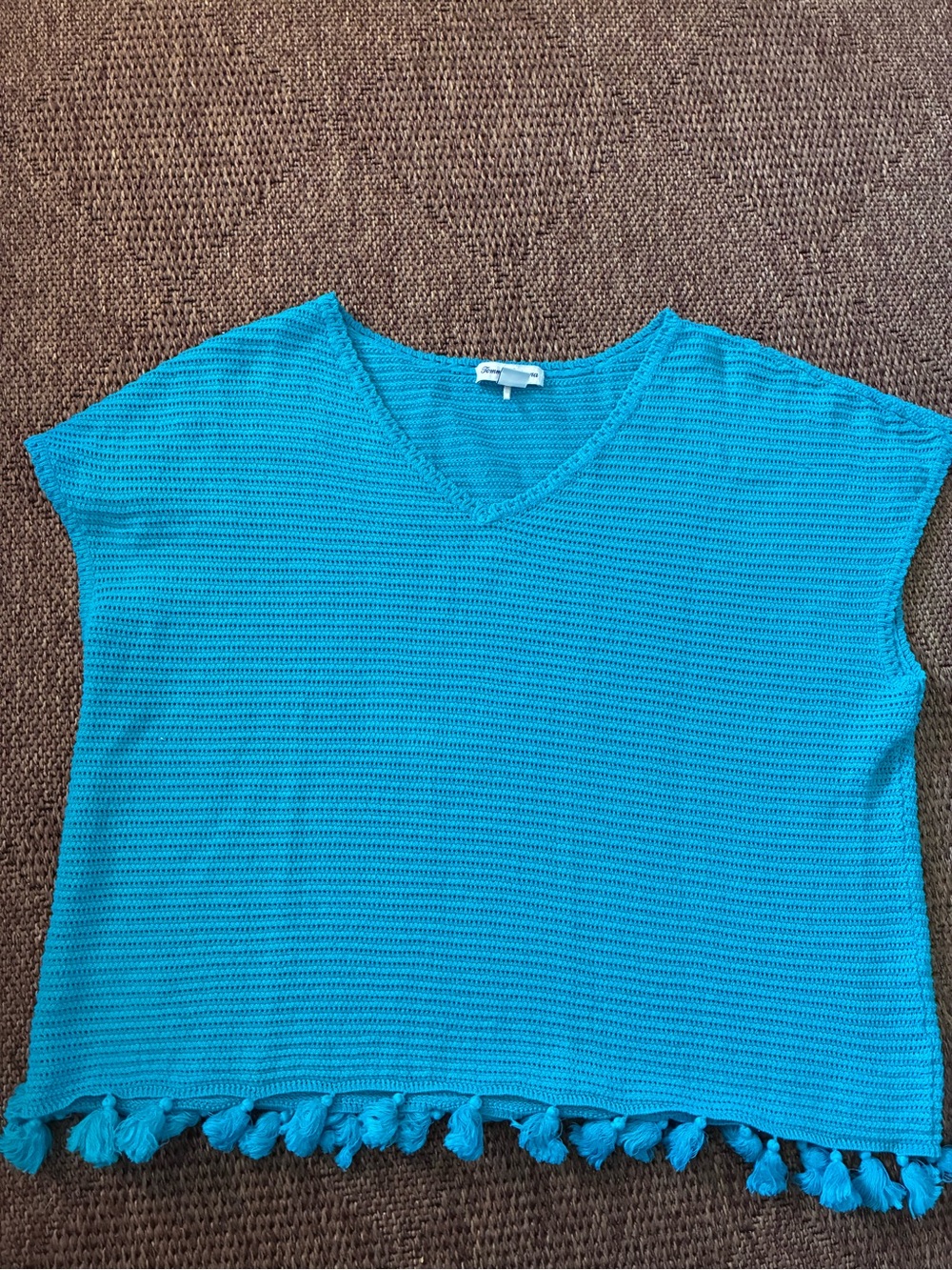 Women's Tommy bahama V-Neck Tassel Hem Knit Top - Turquoise XL